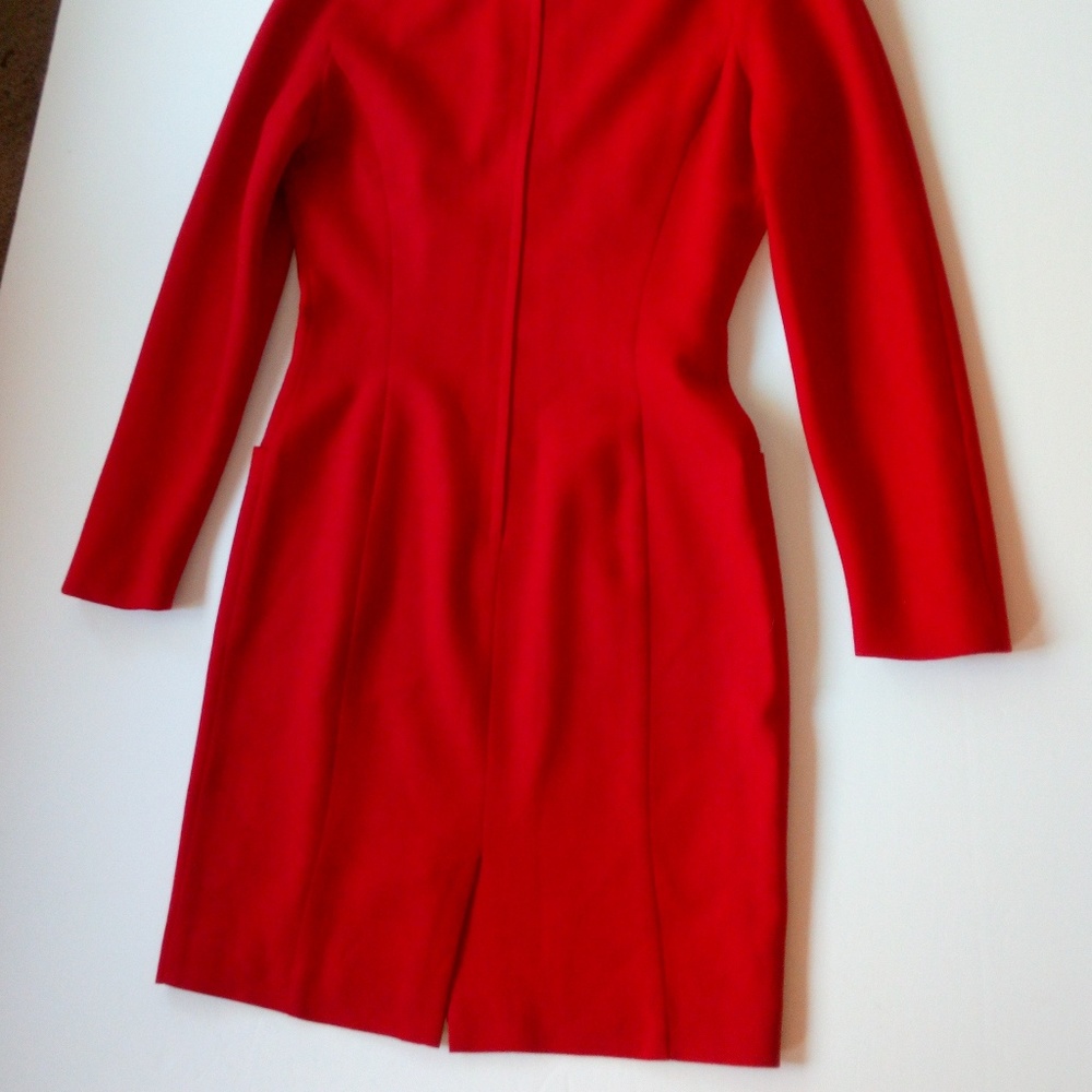 Ann Taylor Knee Length Red Long Sleeve Dress Sz 4 - Picture 4 of 8